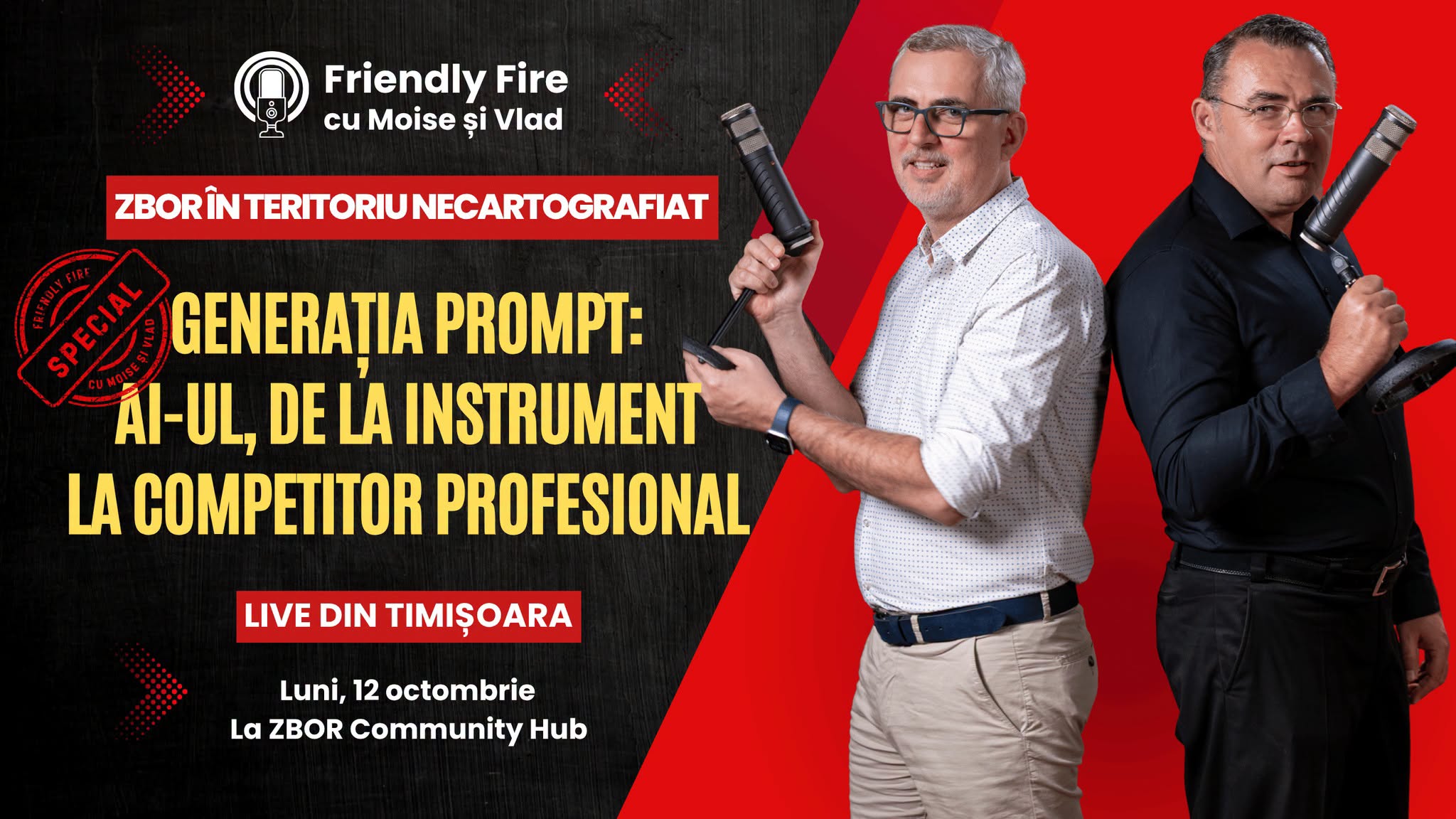 Friendly Fire con Moise Guran y Vlad Petreanu en Zbor Community Hub Timișoara Friendly Fire con Moise Guran y Vlad Petreanu en Zbor Community Hub Timișoara