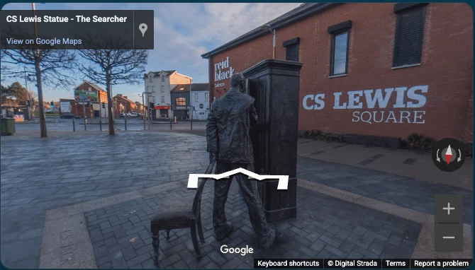CS Lewis Square - The Searcher Bronze Sculpture 360° Virtual Tour