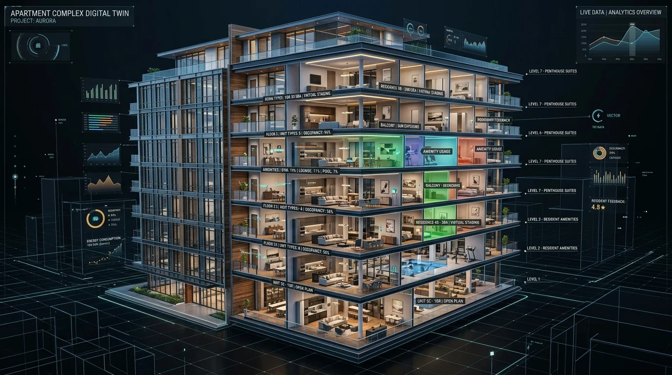 Multifamily & Apartment Housing 3D Digital Twins: Spatial Analytics, Virtual Staging & Asset Management
