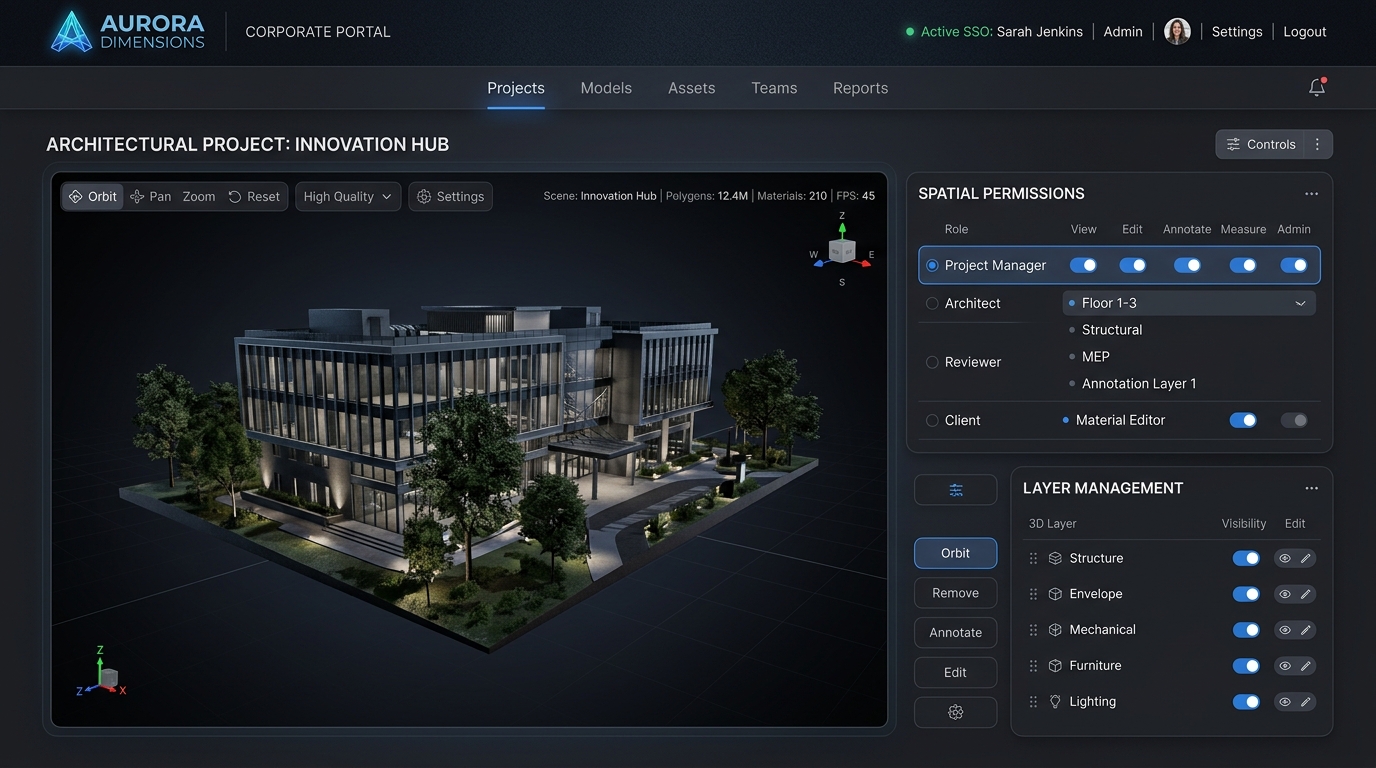 White-Label Enterprise 3D Viewports: Custom UI Overlays, SSO Authentication & Role Security