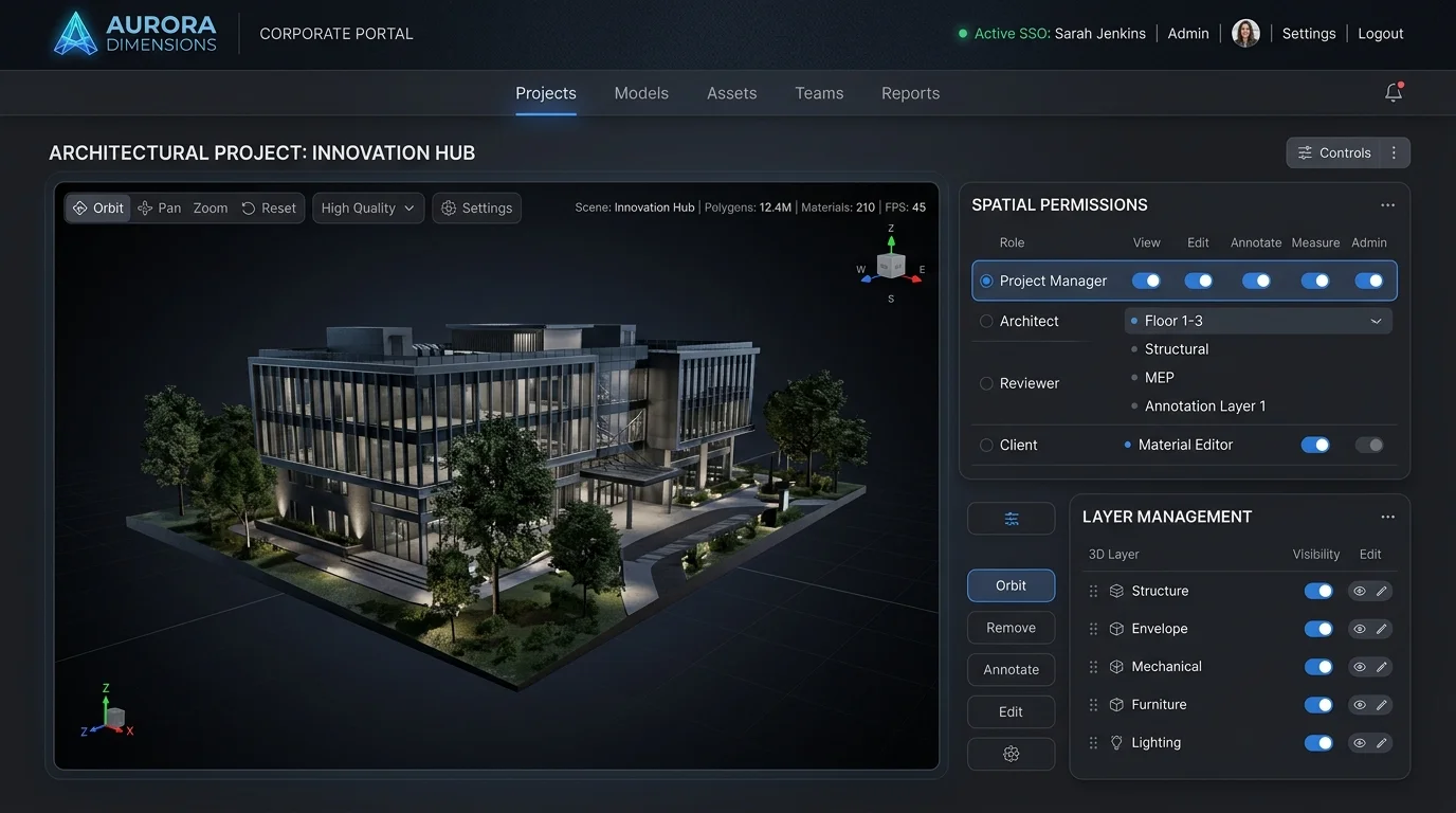 White-Label Enterprise 3D Viewports: Custom UI Overlays, SSO Authentication & Role Security